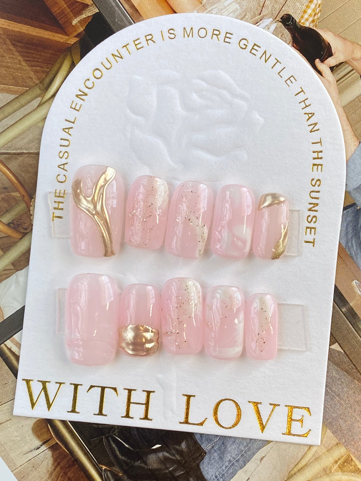 Blush Pink Marble Nail Set