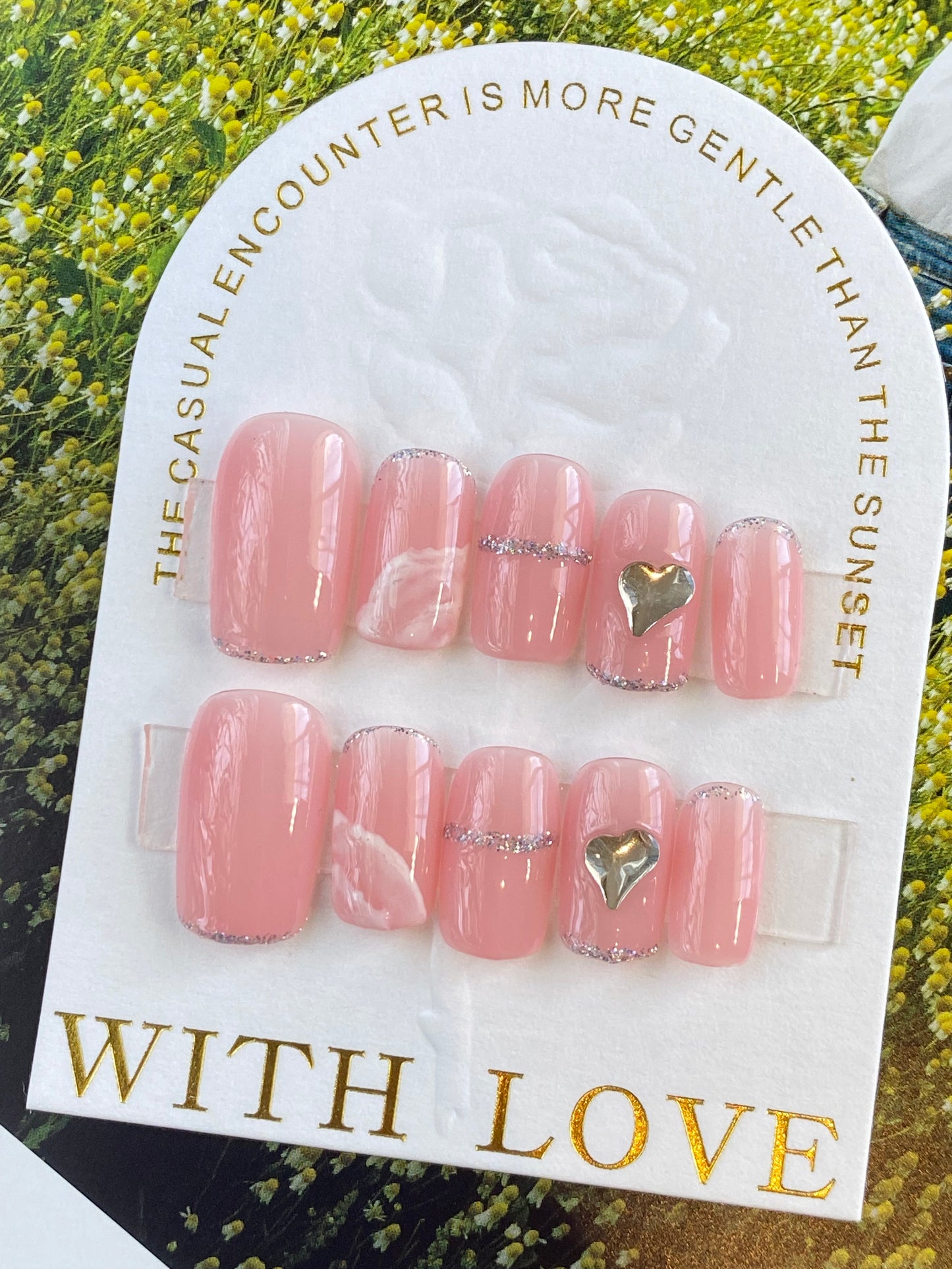 Pink Love Charm Nail Set